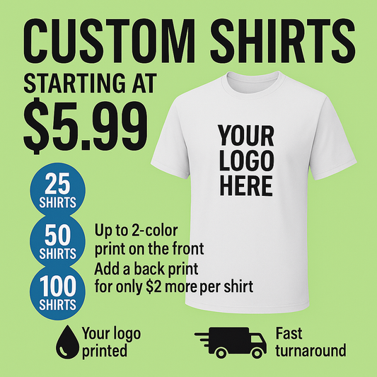 100 Custom T-Shirts for $599 | Screen Printing in Waukesha